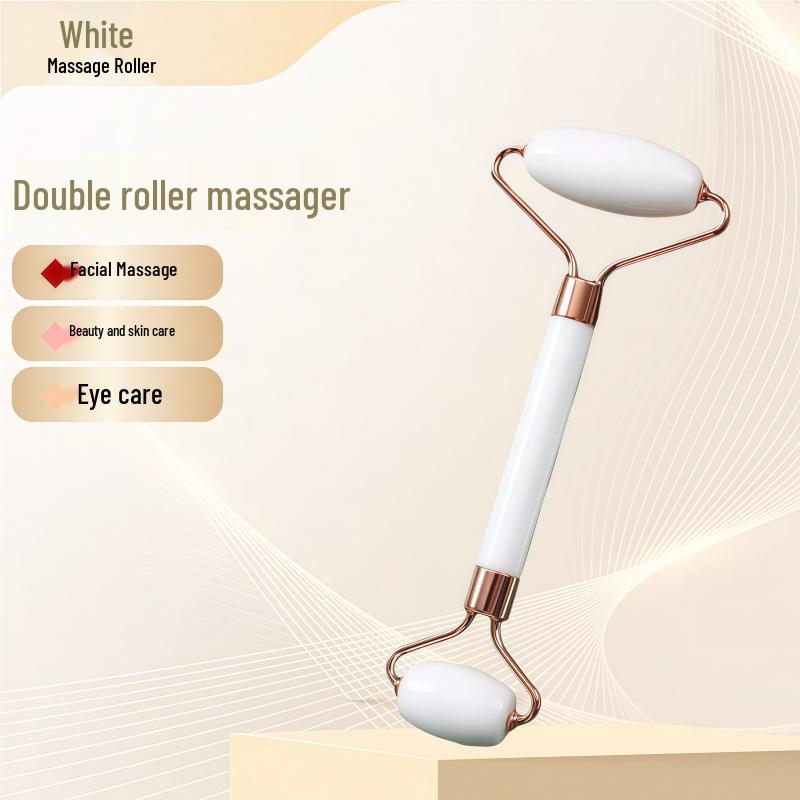 Rose Quartz Heart-Shaped Double-Headed Facial & Body Roller and Gua Sha Massage Set