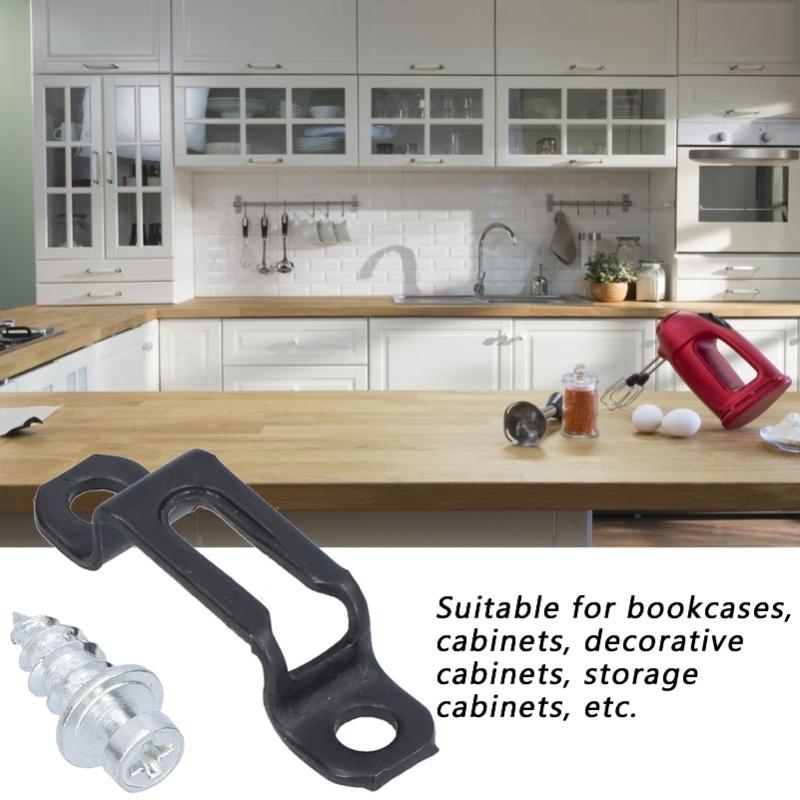 60 Set 2in 1 Furniture Concealed Connector Slide Buckle Fastener For Cabinet Wardrobe Combination AccessoriesHalf Pass