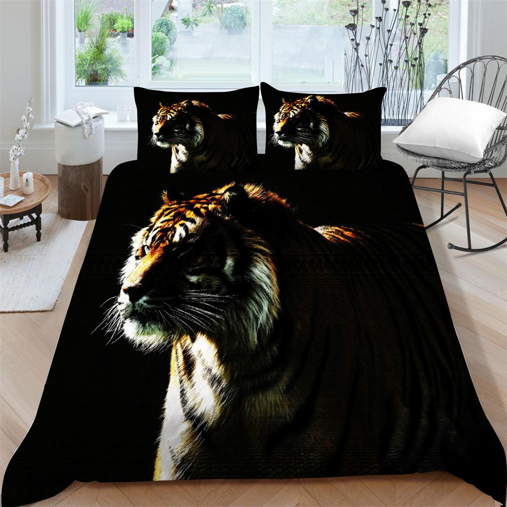 Bettwäsche Set 3D Tier Tiger Druck Bettdecke Sets Kinder Kind Schlafzimmer Dekor Polyester Hause Bettwäsche Kissenbezug