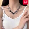 Y2K Gothic Punk Wing Star Pendant Choker Necklace Women Alloy Locket Chain Chic Edgy Sweet Cool Style