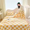 Thick Corals Fleece Grid Blanket Warm Throw for Home Travel Sturdy Machine Washable Polyester