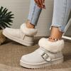 Fashion Casual Metal Buckle Decoration Thick Bottom Snow Boots Fashion Low Heel Boots Women Winter Warm Short Plush Shoes