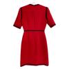 GUCCI 475850 Red Interlocking G Pearl Button Web Trim Dress dress 36 RedUsed