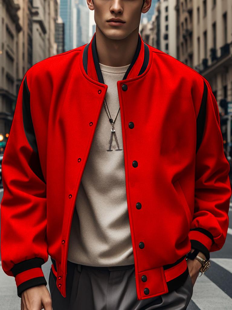 Baseball Uniform Sweatshirt Autumn and Winter Plus Velvet Spliced Single Row Four-button Flight Jacket