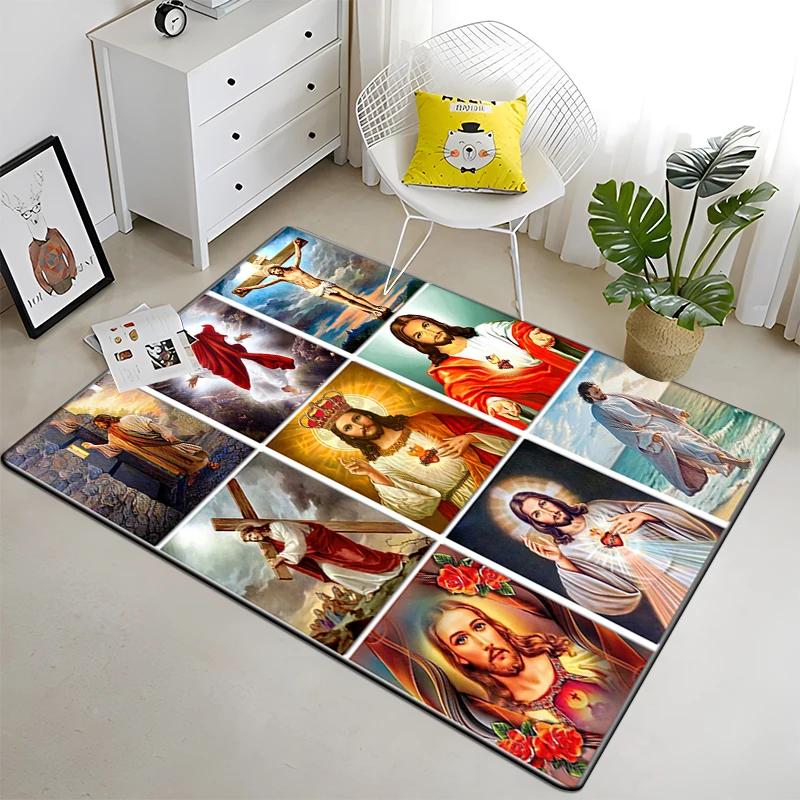 Jesus Virgin Maria Believer Pray Mat Believer Carpet for Living Room Rugs Bedroom Decorative Mat Anti-Slip Yoga Mats Area Rug