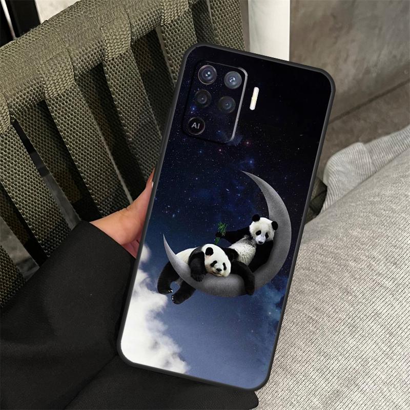 Panda Cute Kawaii Animal Case For Oppo A80 A60 A40 A94 A54 A98 A78 A18 A38 A58 A16 A76 A96 A17 A77 A74 A57S A15 Cover