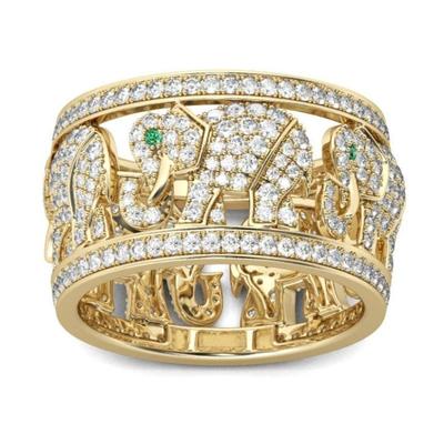 Jewelry, Golden Famous Style Full Diamond Elephant Ring Creative Popular Jewelry