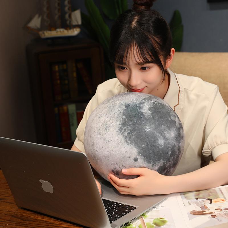 Simulate The Earth Plus Moon Pillow Soft Stuffed Plush Playthings Space Birthday Theme Gifts Ideal For Children Boys Sofa Hugging Pillow Home Dec