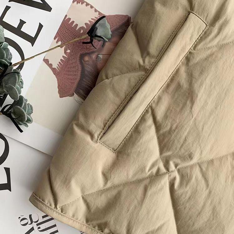 Malá patchworková prošívaná péřová bunda se stojáčkem - Lehká, Krátká, Volný střih, Silné prachové peří z bílé kachny, Směs spandexu na zimu