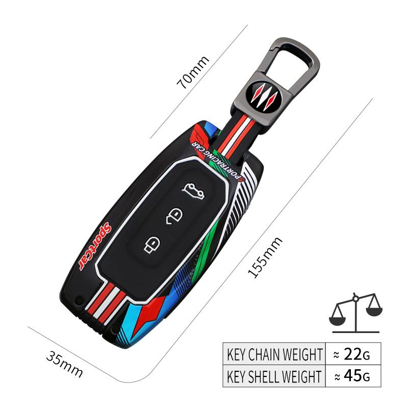 Metal + Silicone Car Key Case Cover For Ford Territory 2019 2020 2021 2022 2023 2024 2025 3 Buttons Keyless Entry Key Protection