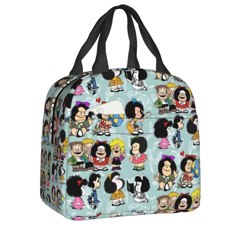 Benutzerdefinierte Manga Quino Mafalda Lunchtasche Herren Damen Kawaii Cartoon Warm Kühlbox Isoliert Lunchbox für Erwachsene Büro