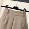 Women's White High-Waisted Wide-Leg Suit Shorts - Summer Petite Loose A-Line Hot Pants