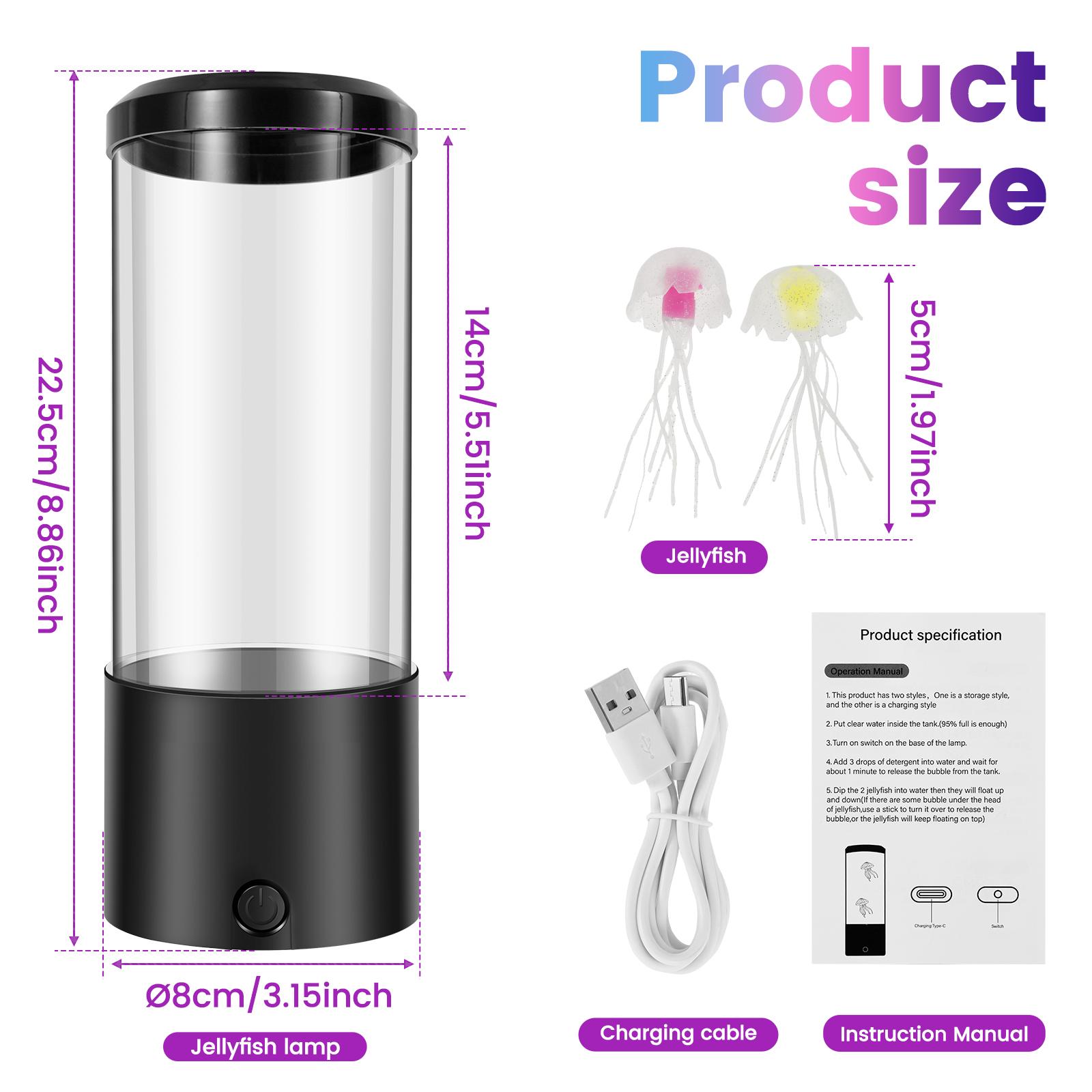 

LED Jellyfish Lava Lamp USB Electric Jellyfish Night Lamp Multi Color Desktop Mood Light Decoration for Children Room Home чёрный