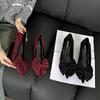 Kitten Heel Single Shoes Autumn New Niche Purple Bow Femininity Low Heel Pointed High Heels