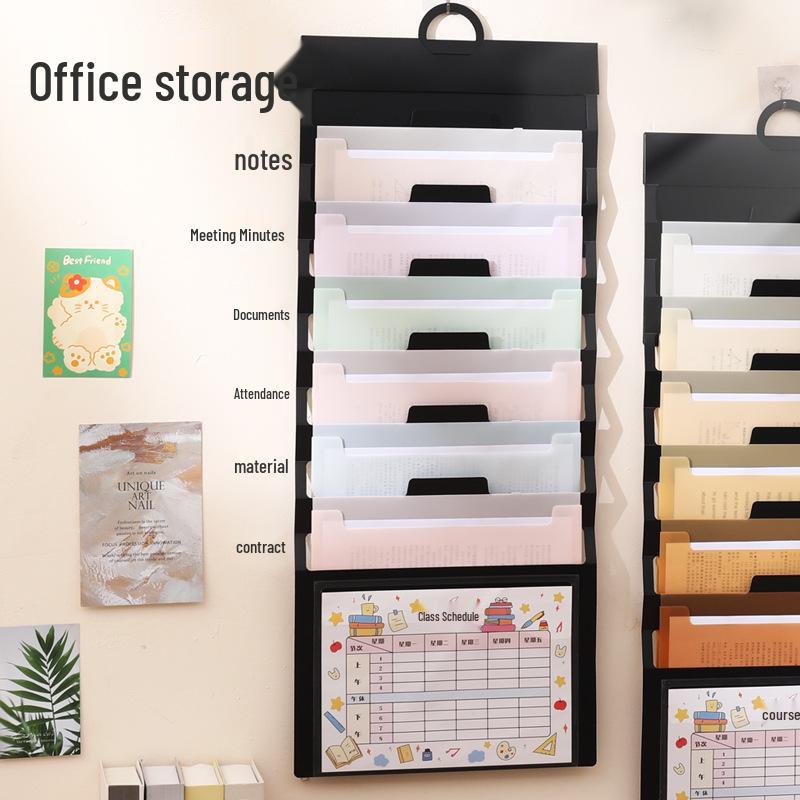 Wall-Mounted Accordion Bag: Multi-Functional A4 Thickened 6-Grid Document Organizer