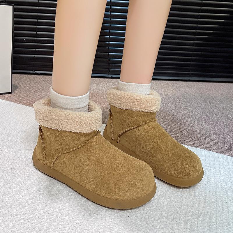 Women's Thick Bottom Hairy Mouth Fashion Winter Lightweight Warm Anti Cold Snow Boots Non-slip Casual Sneakers Cotton Boots