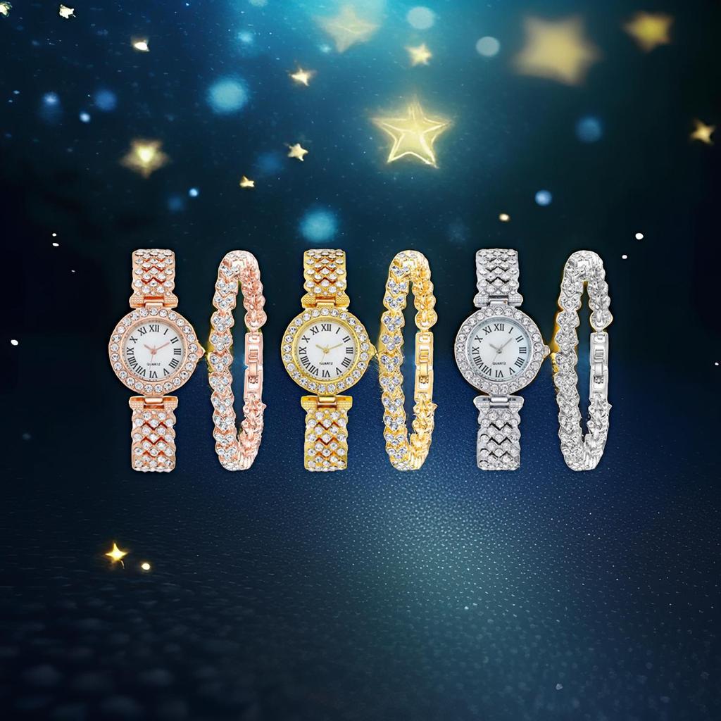 Fashion Rhinestone Women's Roman Numeral Quartz Bracelet Watch
