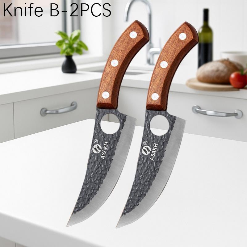 WXCOO Professional Hand Forged Kitchen Knife with Wooden Handle Stainless Steel Boning Knife Cutter Full Tang Butcher Knife