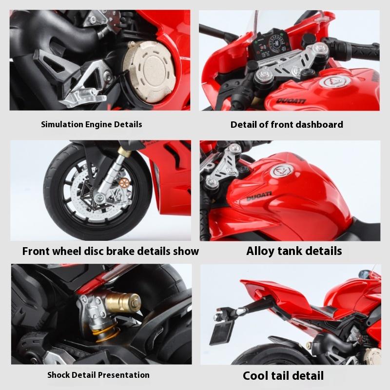 1/9 Scale DUCATI V4S Alloy Motorcycle Model with Lights - Kids' Premium Toy Car Replica, Racing Enthusiast Gift