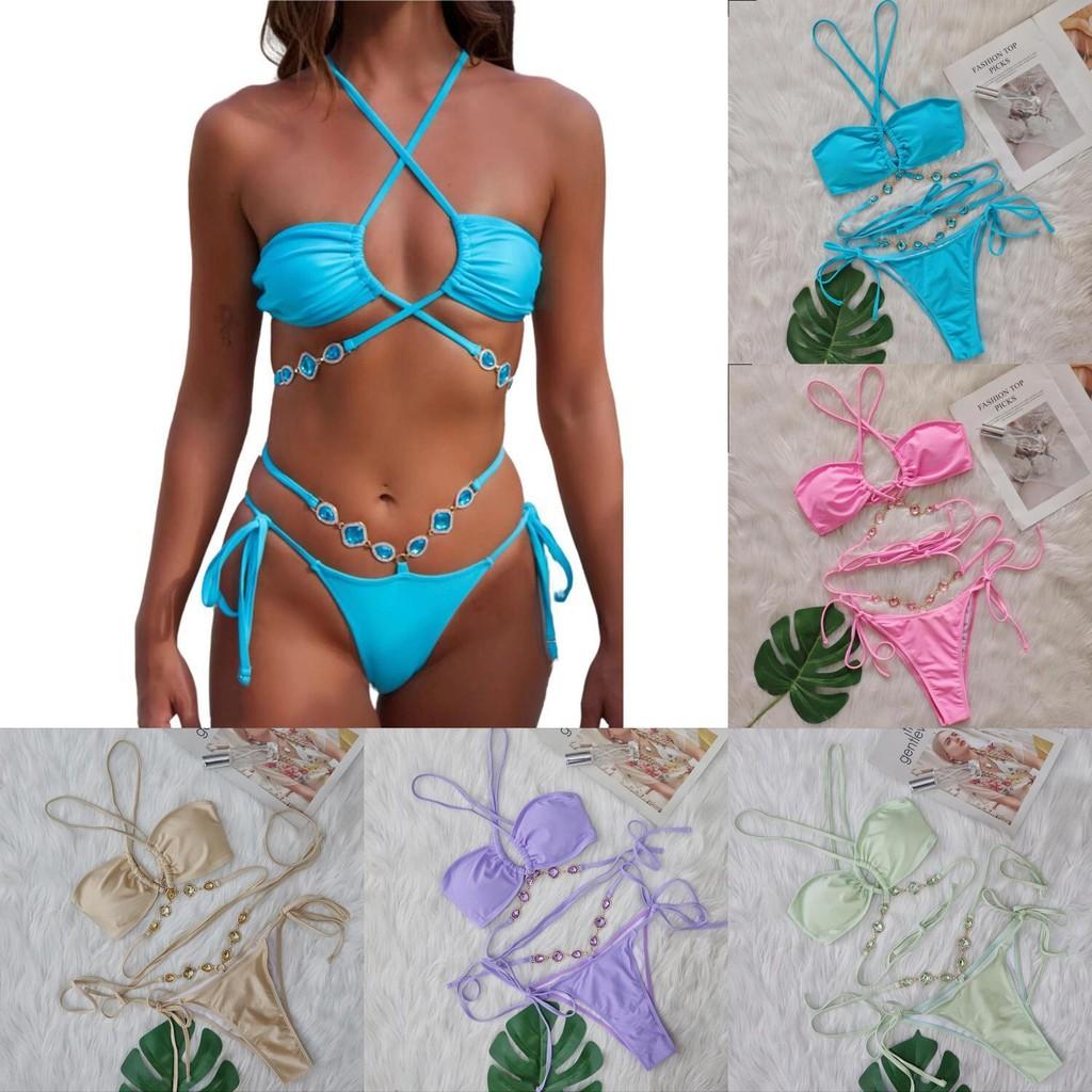 Sexy Bikini With Cross Tie Straps For Beach Swimwear Sexy Womens Swimsuit For Vacation