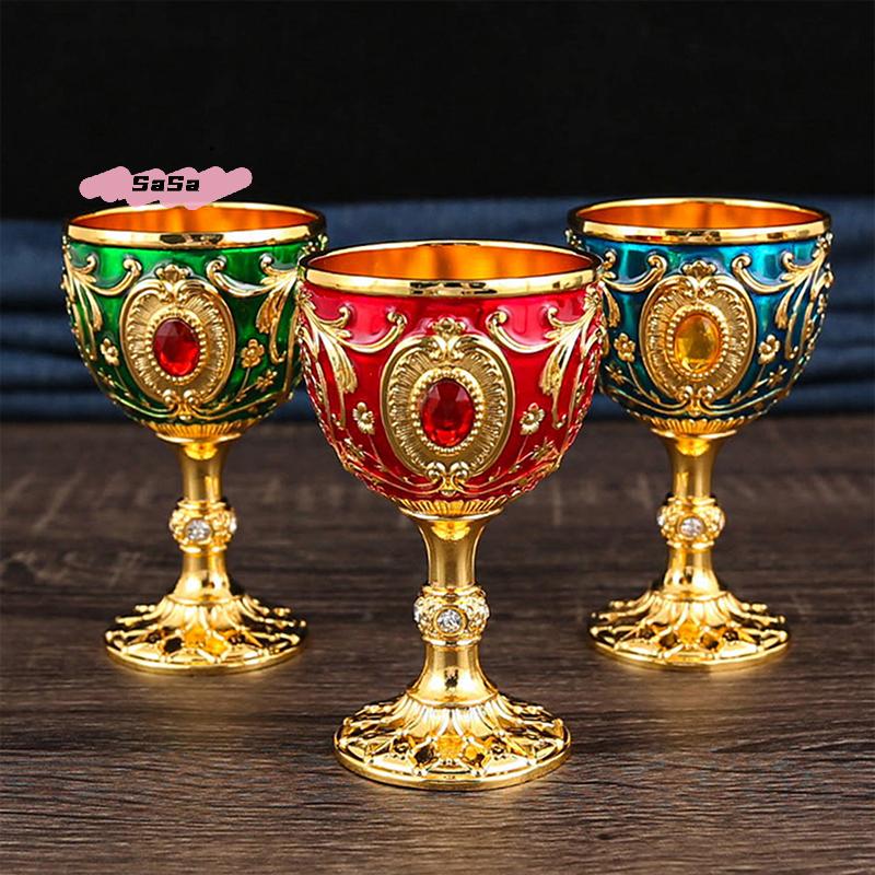 1 Stück Vintage Geprägter Metallkelch Becher Wein Champagner Likör Tasse für Heimdekor Bars Restaurants