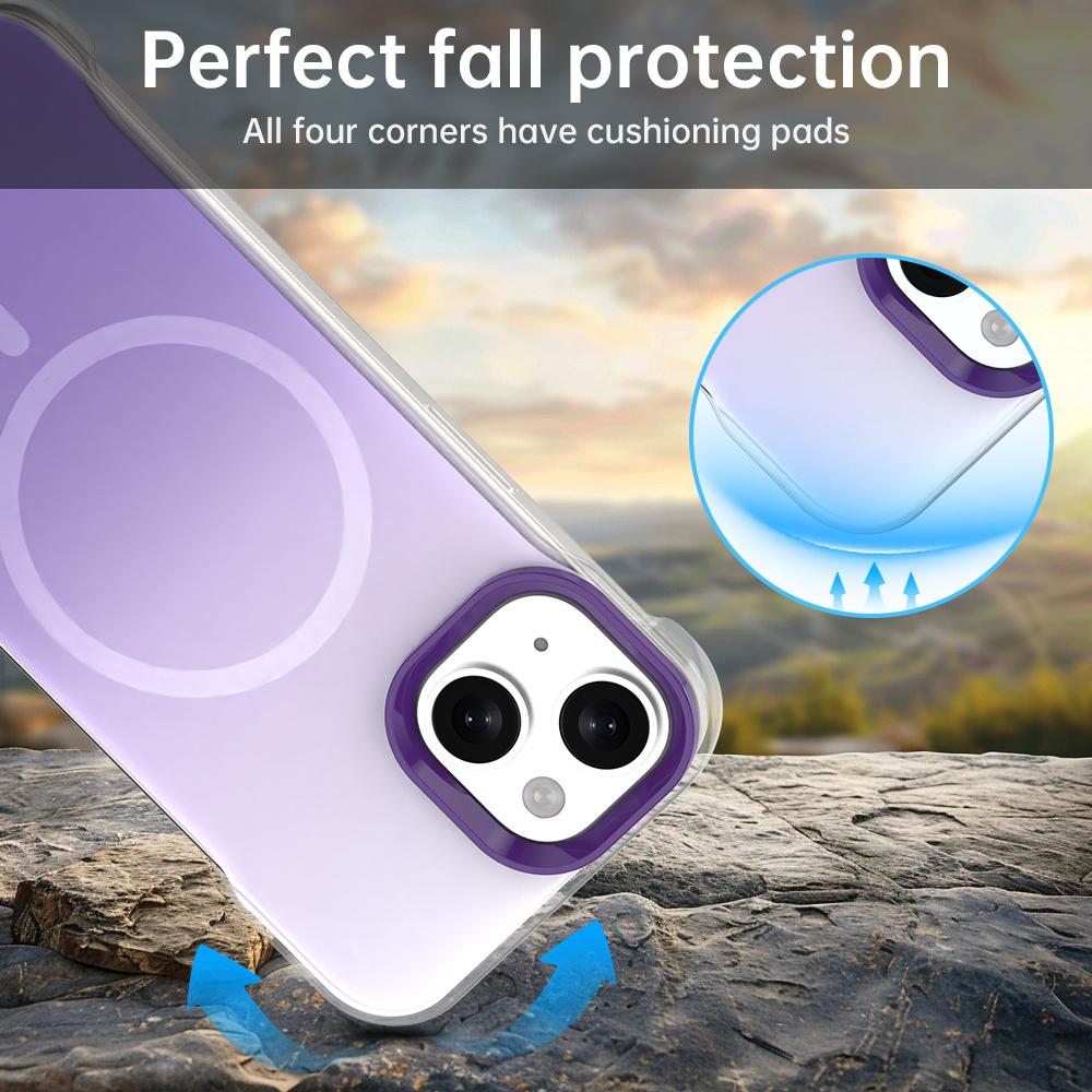 For iPhone 15 Plus/14 Plus Magnetic Case Gradient Design Borderless IMD TPU+PC+PET Phone Cover