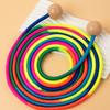 Outdoor Fun Group Skipping Rope Wooden Ball Handle Rainbow Long Rope Fitness Equipment for Party Game Easy to Use