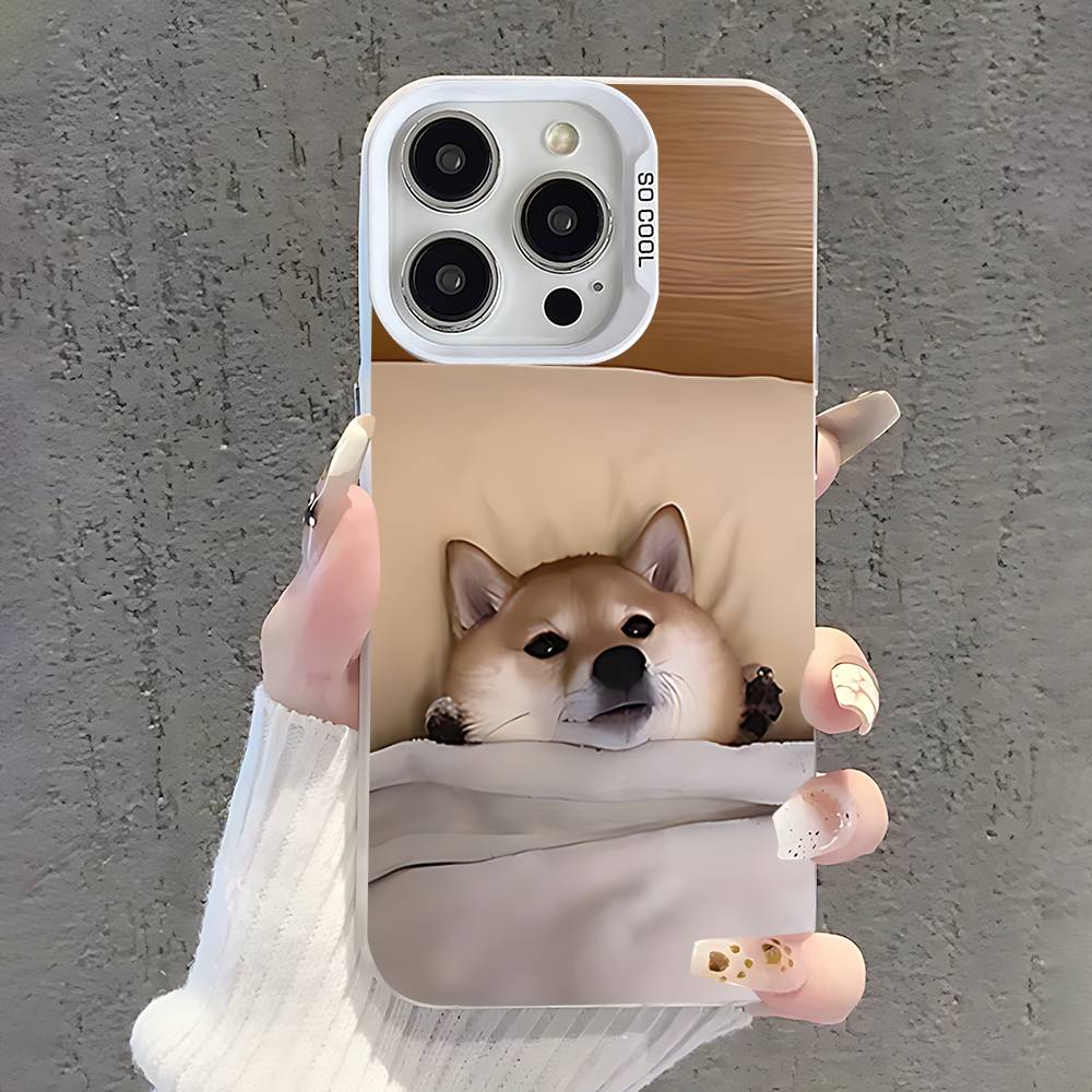 Cute Shiba Inu Phone Case For iPhone 17,16,15,14,13,12,11,Pro,XS,Max,Plus,Mini,SE White Candy Matte Shockproof Cover
