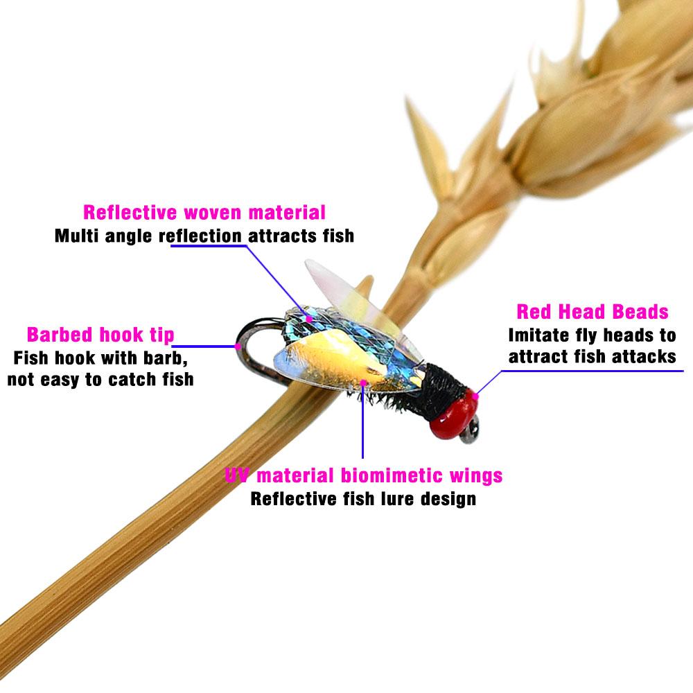 10Pcs/Box Laser Double Winged Fly Fishing Flies Realistic Artificial Bionic Insect Lure for Bass Trout Carp - Fly Fishing Bait