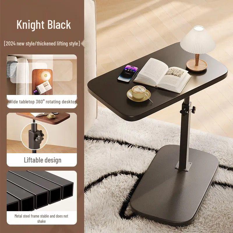 Reversible Bedside Table with Liftable Side, Sofa & Coffee Table, Bedroom & Living Room Computer Desk, All-in-One Table