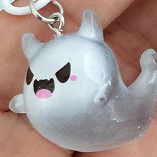 Glow in The Dark Ghost Keychain Set Small Resin Miniature Halloween Luminous Tiny Assorted Spooky Figurine