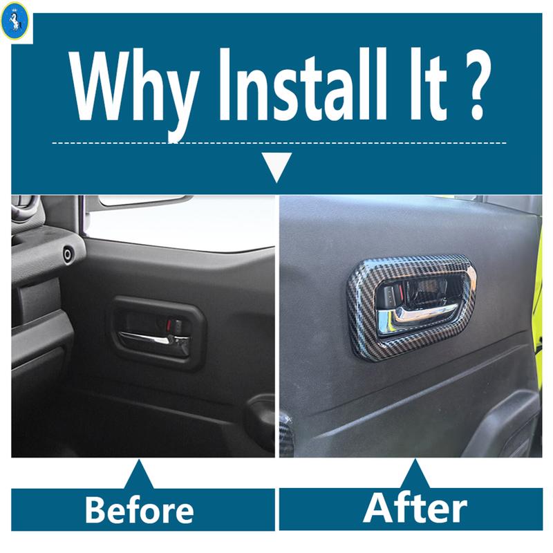 Carbon Fiber Look Inner Car Door Pull Doorknob Handle Hand-clasping Bowl Cover Trim ABS Accessories For Suzuki Jimny - 2025