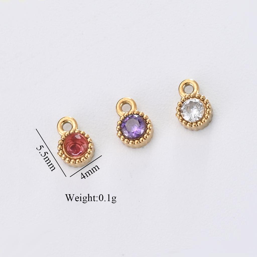 6pcs/Lot Mini Stainless Steel Zircon Crystal Charms Oval Star Round Shape DIY Jewelry Making