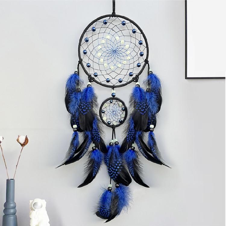 Handmade Glowing In Dark Dreamcatchers Wall Decorations Feathered Tassels Wall Hanging Wind Chimes Decors for Bedroom