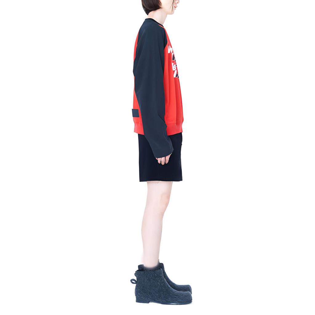 WE11DONE Fw22 Color Block Casual Pullover Sweatshirt Unisex Sweatshirt Red WD-TS1-22-860-U-RD