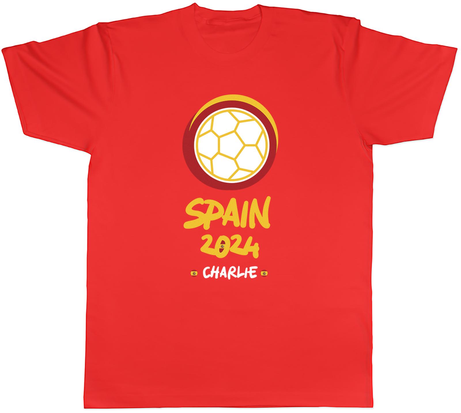 Personalised Spain 2024 Unisexs TShirt Football Soccer Supporter Fan Tee Gift S