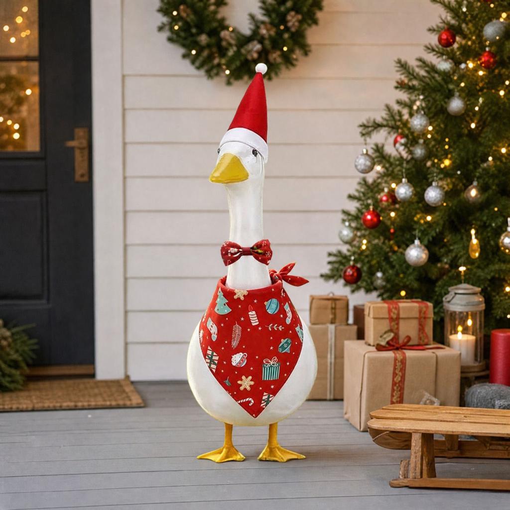 Christmas Costume with Santa Hat, Bib and Tie for Outdoor Garden Decoration