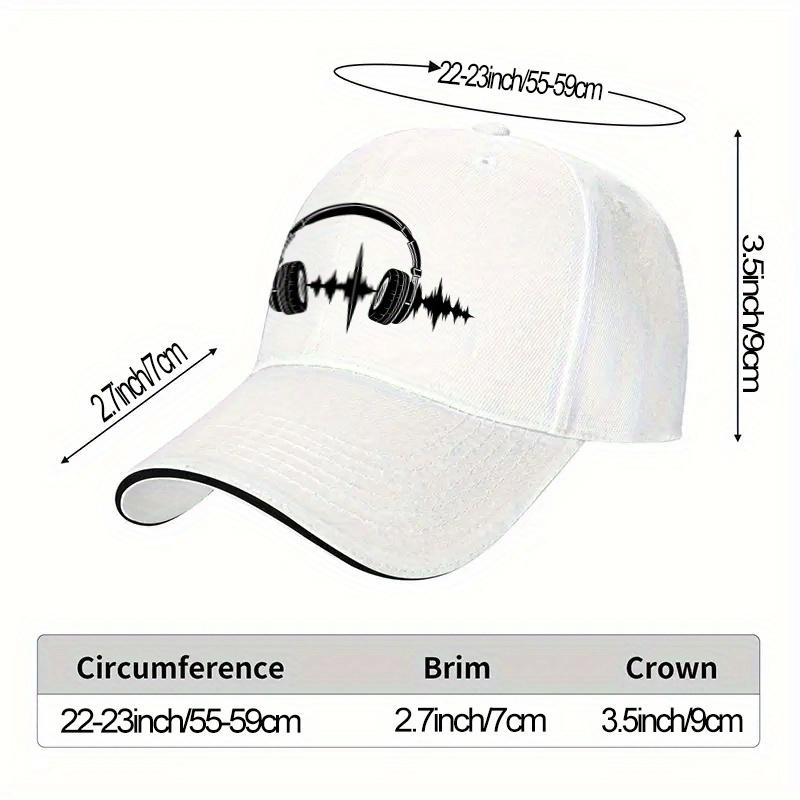 Headphone Soundwave Music Lovers Unisex Baseball Cap Polyester Casual Adjustable Hat