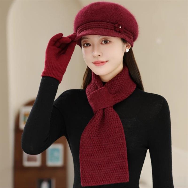 Winter Hats for Women Knitted Hats for Middle Aged and Elderly Mothers Plus Fleece Hats for The Elderly Autumn and Winter Warm Cycling Scarves
