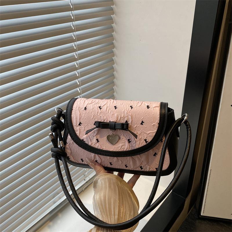 Niche Sweet Girl Underarm Bag Women's Bow Shoulder Small Square Bag Summer New Messenger Bag
