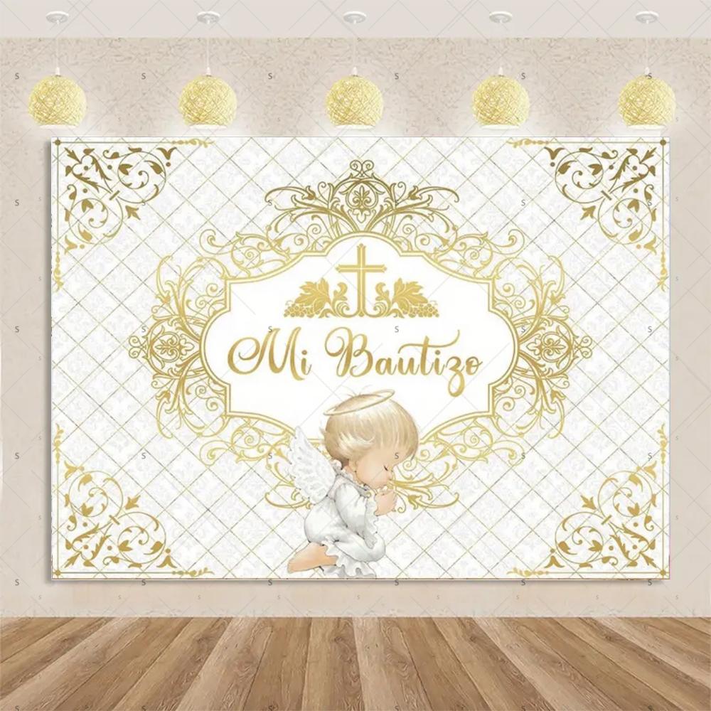 My First Holy Communion fabric background God bless baptism Baptism Crucifix chalice gold sequins photography Studio props4945