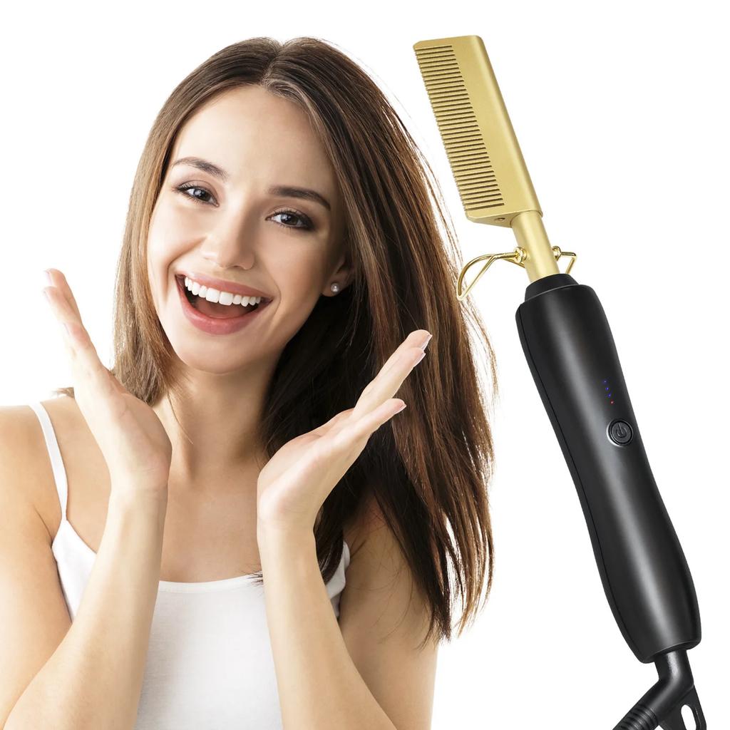 Best Seller New Electric Copper Comb Hair Straightener Hair Straightener Dual-purpose Household Handheld Portable Perm Curling R