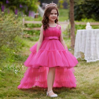 Children's Formal Flower Girl Tulle Dress, Cake Skirt Princess Attire for Piano Performance