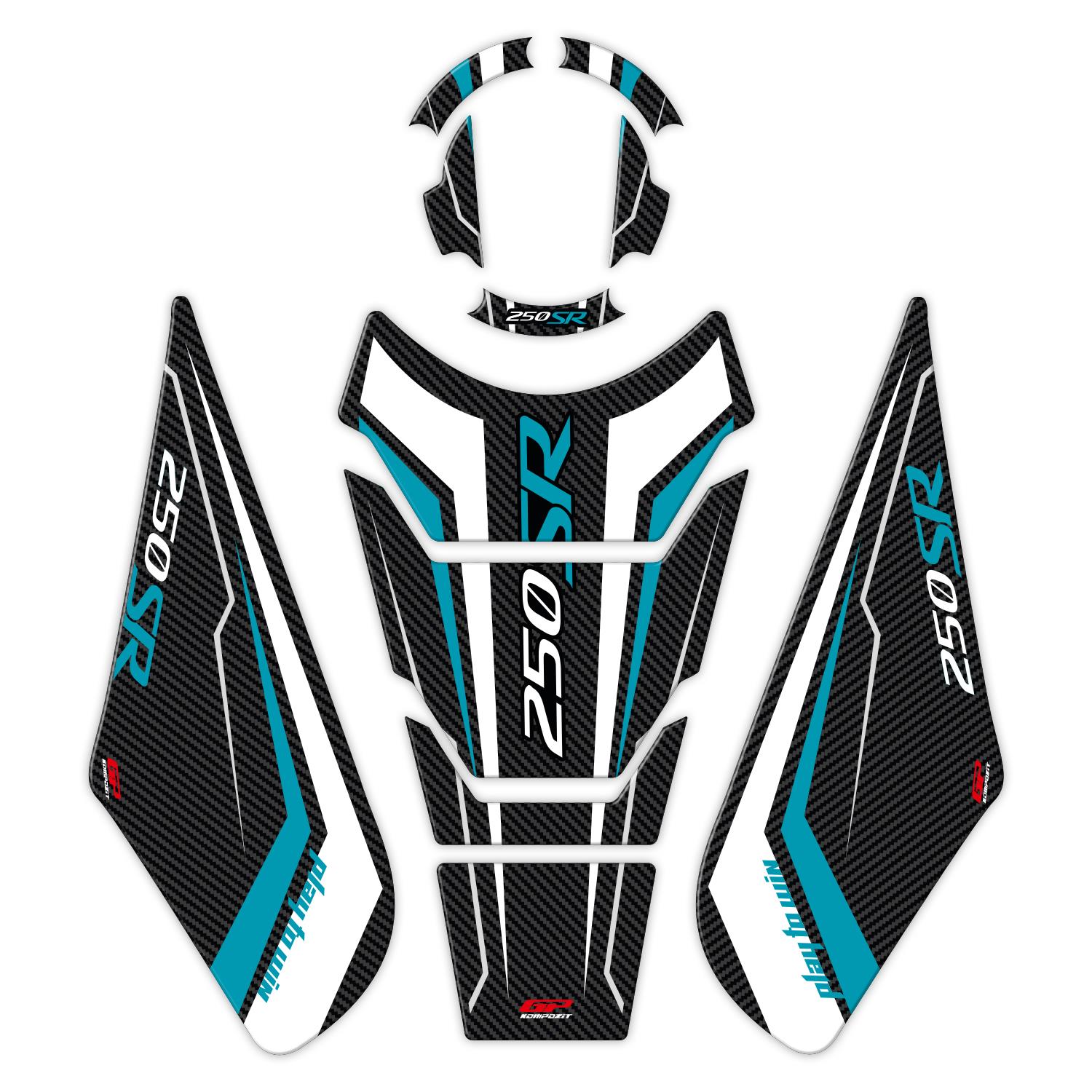 

GP Composite CF Moto 250 SR 2020-2024 Compatible Tank Pad Set Turquoise