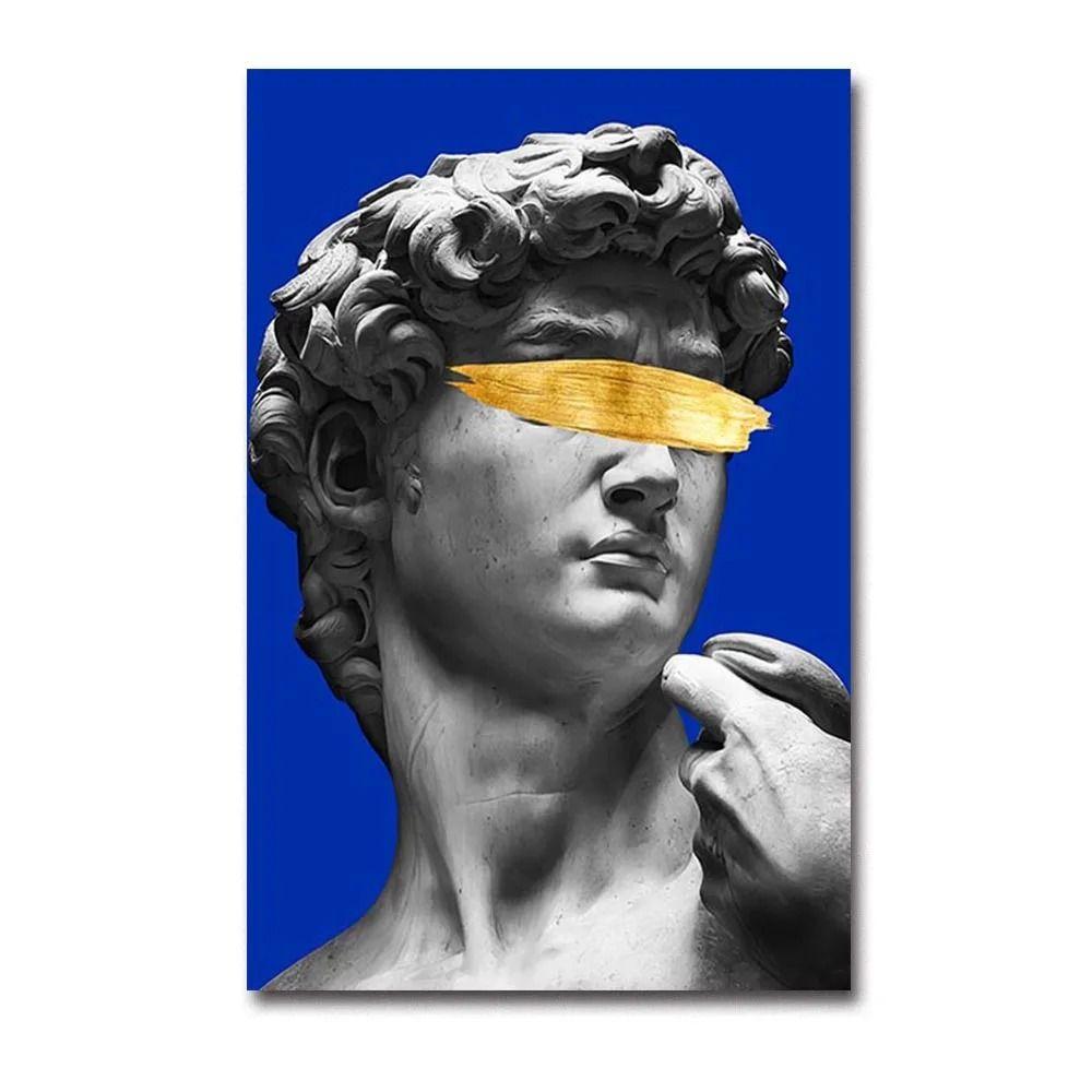 

Modernized Michelangelo David Portrait Metal Tin Sign Home Art Space Decor