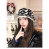 Autumn and Winter Retro Diamond Plaid Wool Hat for Women Fashion Niche Knitted Hat Head Cold Hat Prevents Cold and Keeps Warm