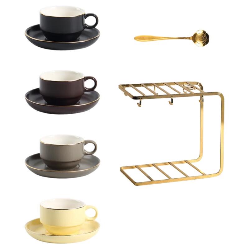 Xiaoyueya Retro Ceramic Coffee & Teacup Set (4-Piece)