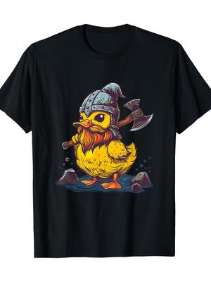 Funny Nordic Warrior Rubber Duck Graphic TShirt 100 Cotton ONeck Short Sleeve Summer Casual Mens Tshirt Streetwear