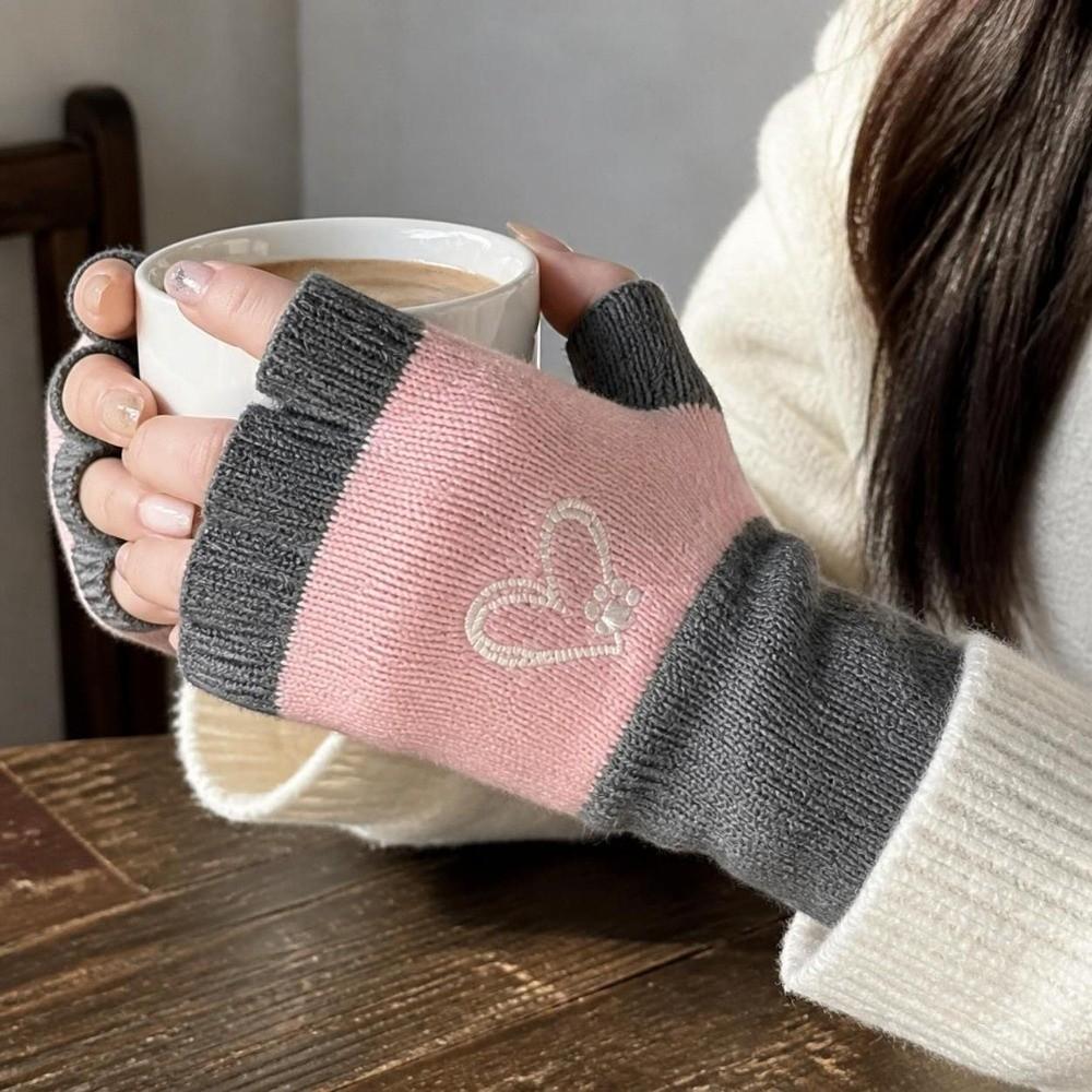 Trendy Fingerless Gloves Elastic Cuffs Knitted Decorative Gloves Warm Gloves Sleeve Covers Daily