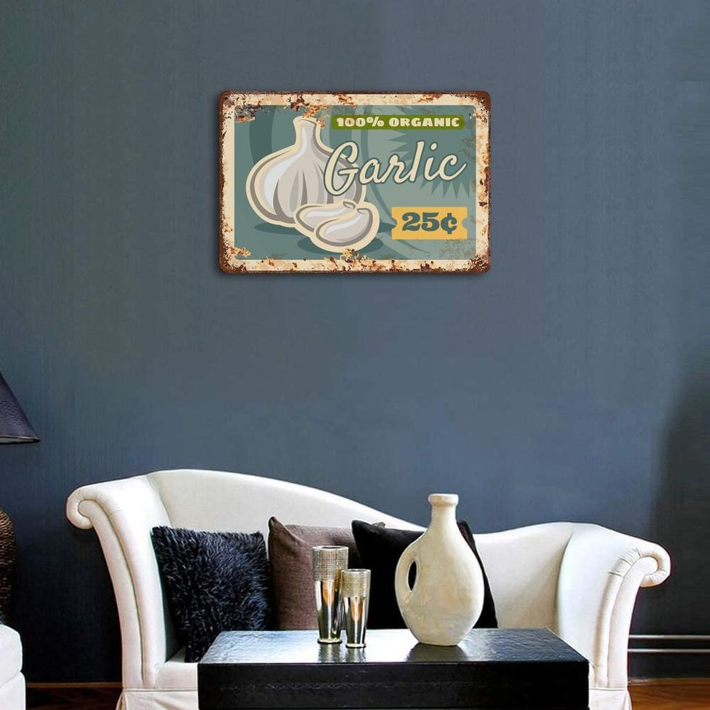 1-Pack Retro Rusty Decor Metal Plaque, 20×30cm and 30×40cm, Wall Hanging for Kitchen, Study or Living Room